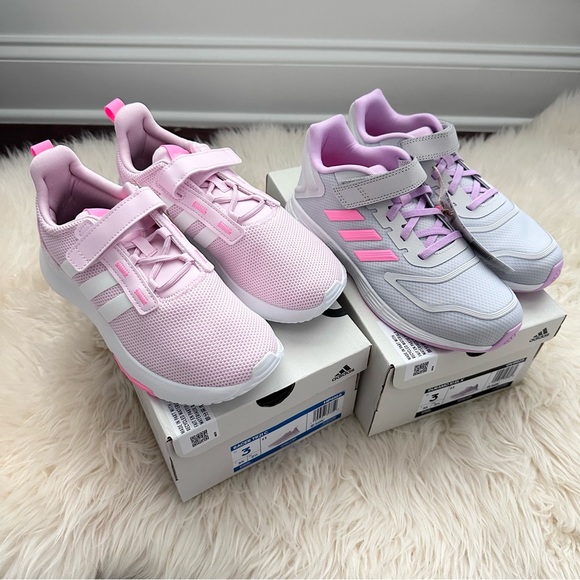 adidas Other - 2 pair of little girls size 3 brand new adidas velcro strap sneakers